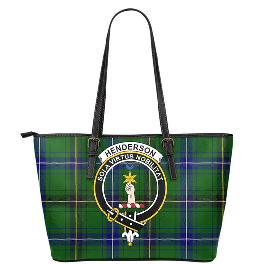 Henderson Modern Tartan Crest Leather Tote