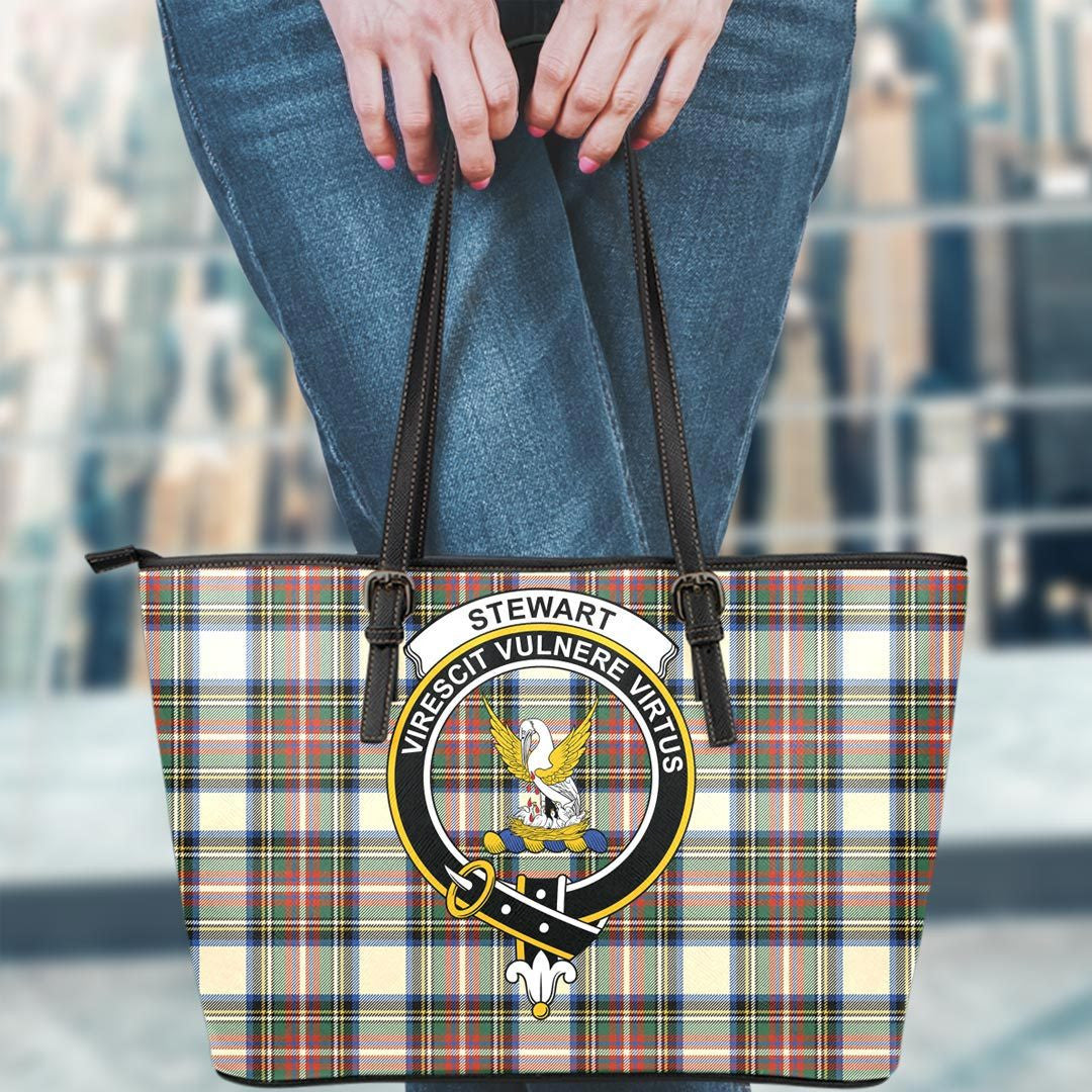 Stewart Dress Ancient Tartan Crest Leather Tote