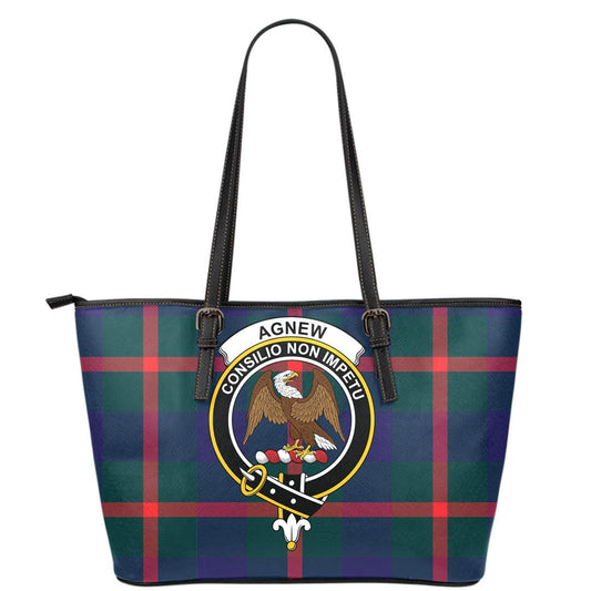 Agnew Modern Tartan Crest Leather Tote