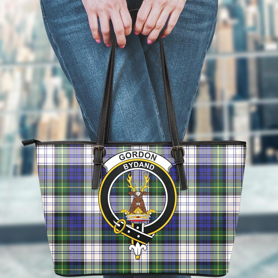 Gordon Dress Modern Tartan Crest Leather Tote