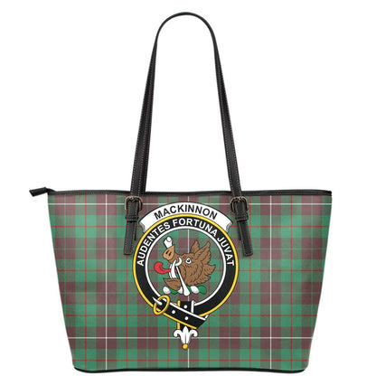 MacKinnon Hunting Ancient Tartan Crest Leather Tote