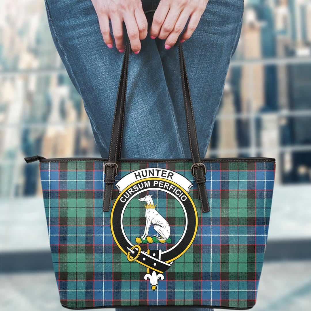 Hunter Ancient Tartan Crest Leather Tote