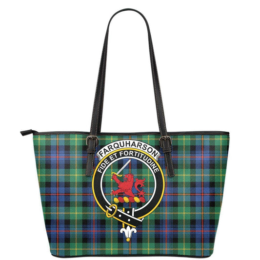 Farquharson Ancient Tartan Crest Leather Tote