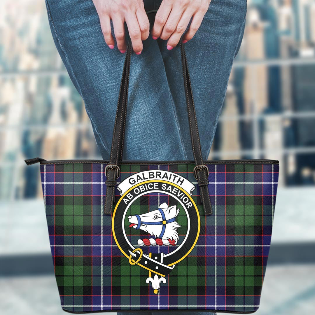 Galbraith Modern Tartan Crest Leather Tote