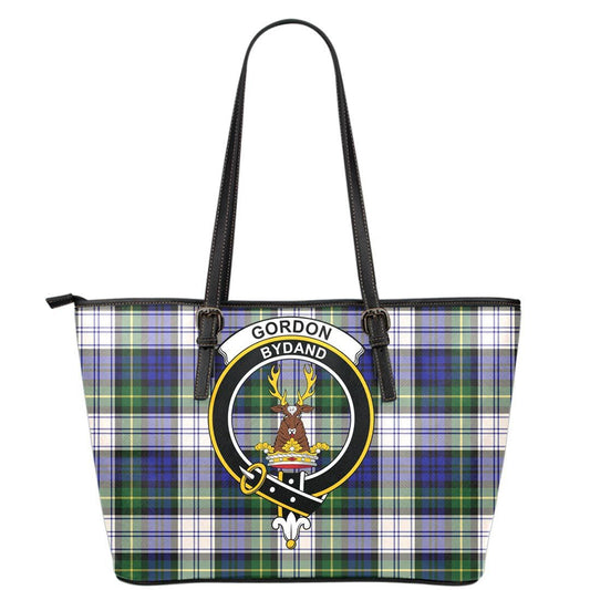 Gordon Dress Modern Tartan Crest Leather Tote