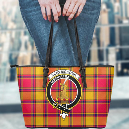 Scrymgeour Tartan Crest Leather Tote