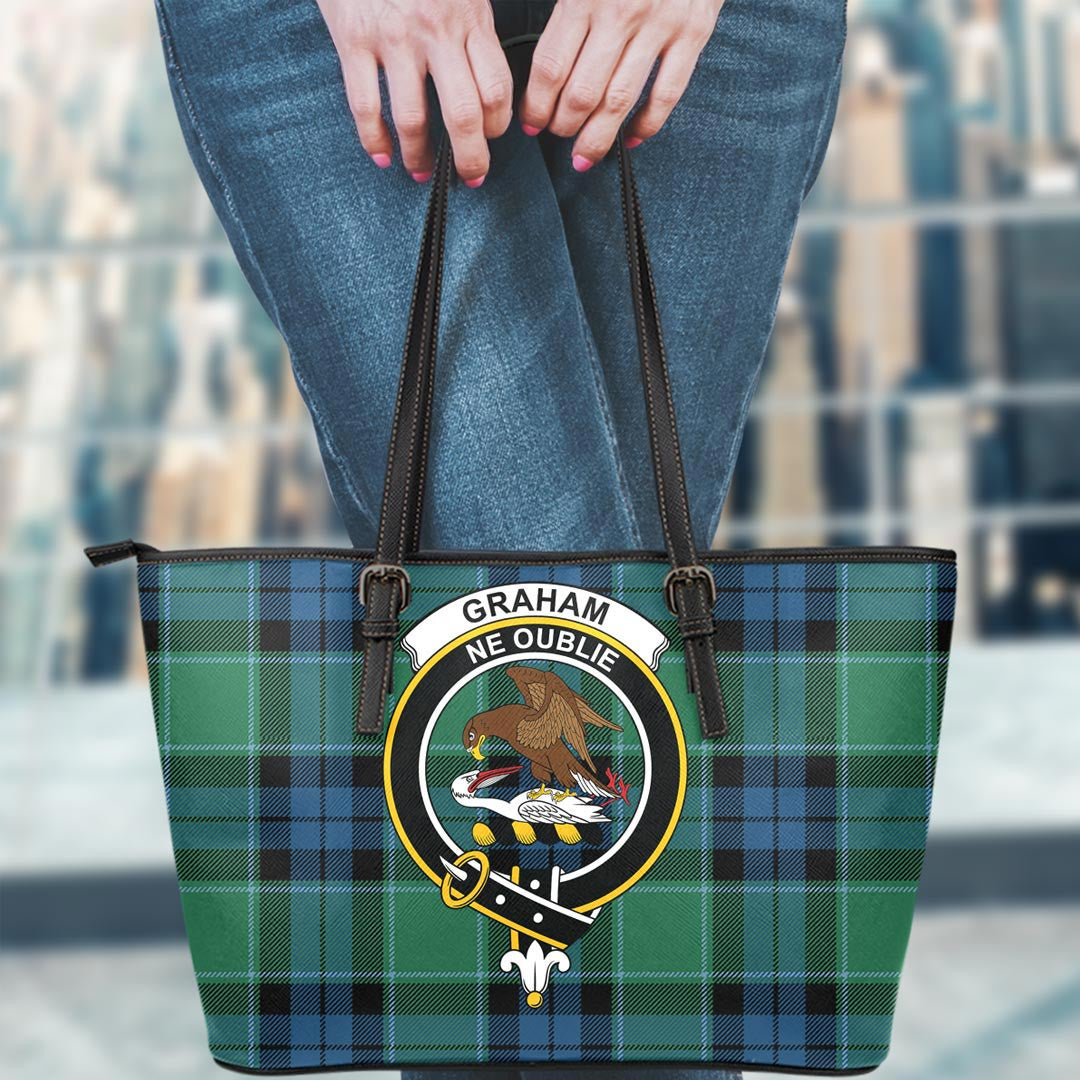 Graham of Menteith Ancient Tartan Crest Leather Tote