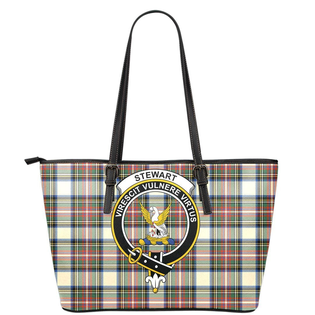 Stewart Dress Ancient Tartan Crest Leather Tote