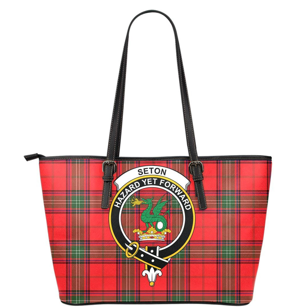 Seton Modern Tartan Crest Leather Tote