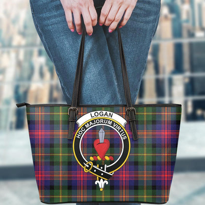 Logan Modern Tartan Crest Leather Tote