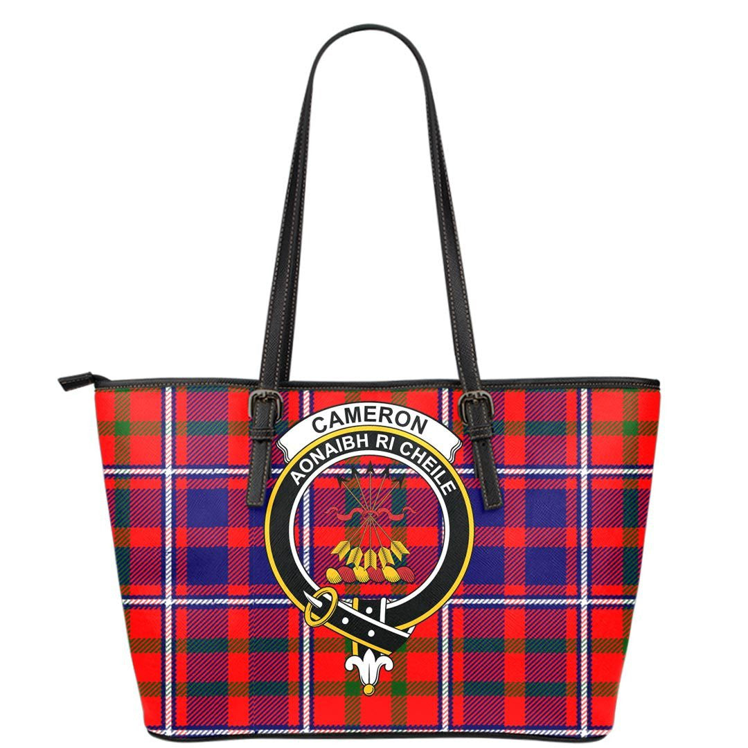 Cameron of Lochiel Modern Tartan Crest Leather Tote