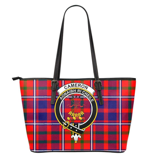 Cameron of Lochiel Modern Tartan Crest Leather Tote