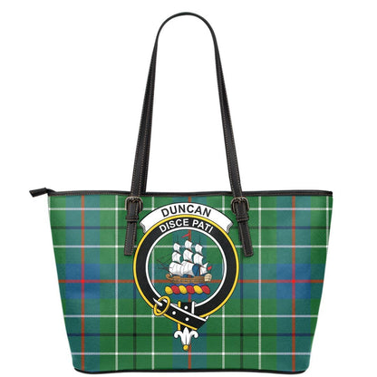 Duncan Ancient Tartan Crest Leather Tote