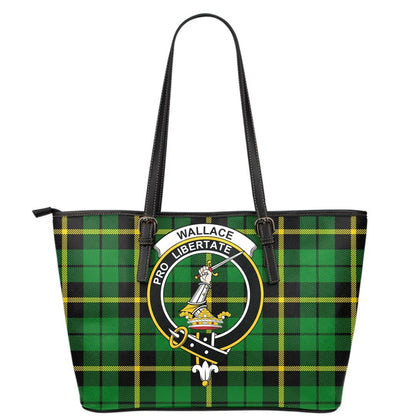 Wallace Hunting Green Tartan Crest Leather Tote