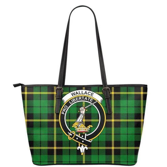 Wallace Hunting Green Tartan Crest Leather Tote