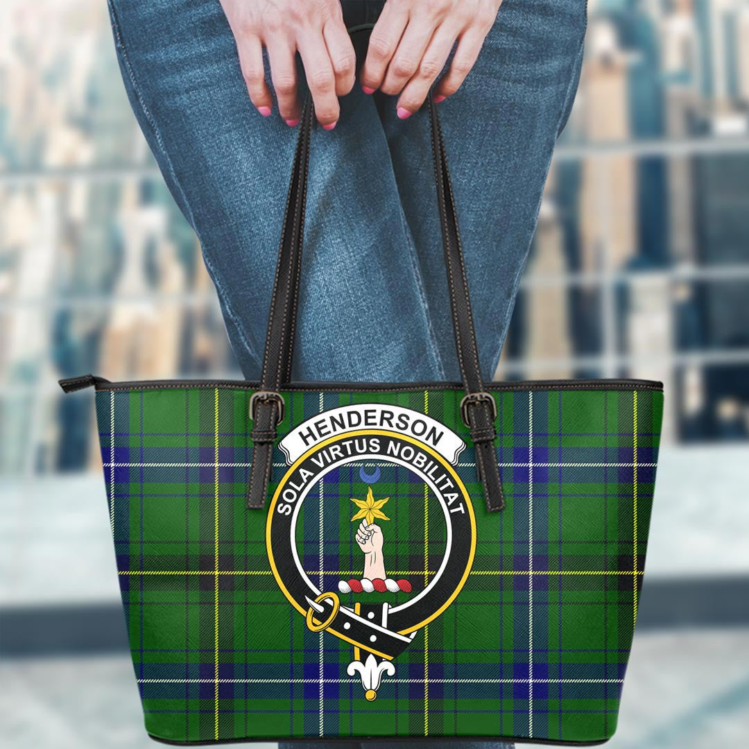 Henderson Modern Tartan Crest Leather Tote