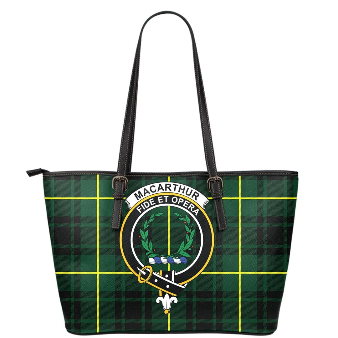 MacArthur Modern Tartan Crest Leather Tote