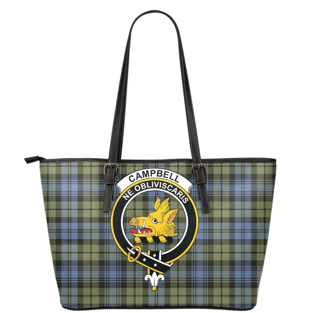 Campbell Faded Tartan Crest Leather Tote