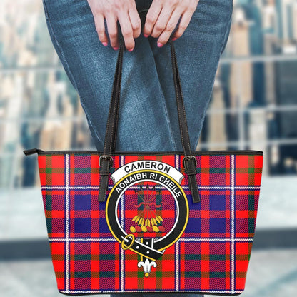 Cameron of Lochiel Modern Tartan Crest Leather Tote