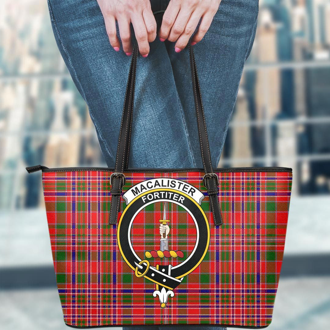 MacAlister Modern Tartan Crest Leather Tote