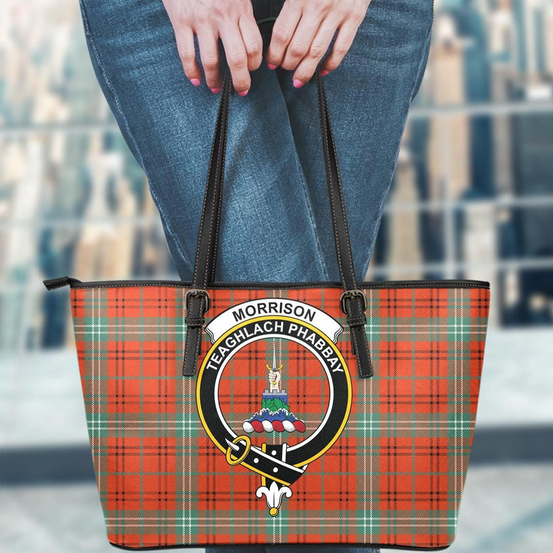 Morrison Red Ancient Tartan Crest Leather Tote