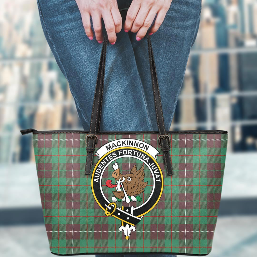 MacKinnon Hunting Ancient Tartan Crest Leather Tote