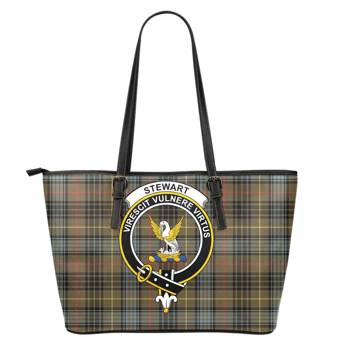 Stewart Hunting Weathered Tartan Crest Leather Tote