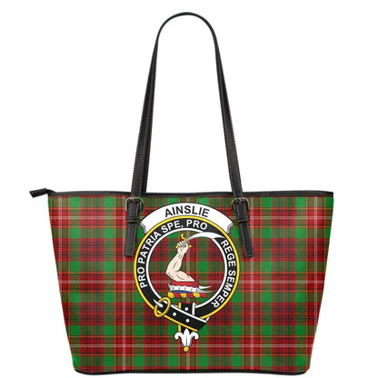 Ainslie Tartan Crest Leather Tote