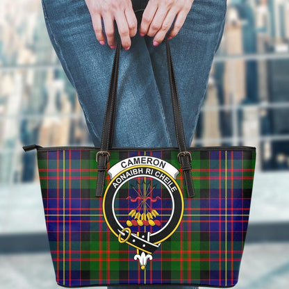 Cameron of Erracht Modern Tartan Crest Leather Tote