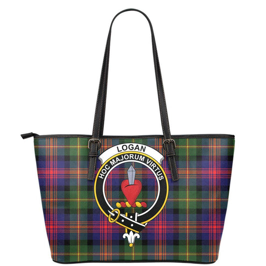 Logan Modern Tartan Crest Leather Tote