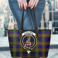 Clelland Modern Tartan Crest Leather Tote