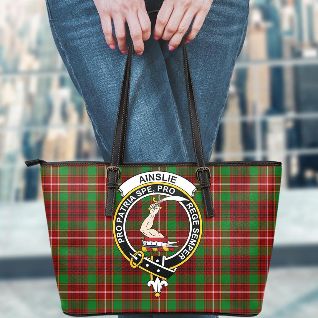 Ainslie Tartan Crest Leather Tote