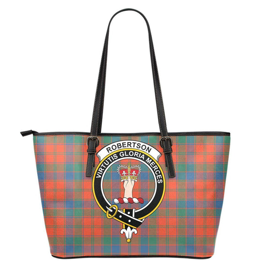 Robertson Ancient Tartan Crest Leather Tote