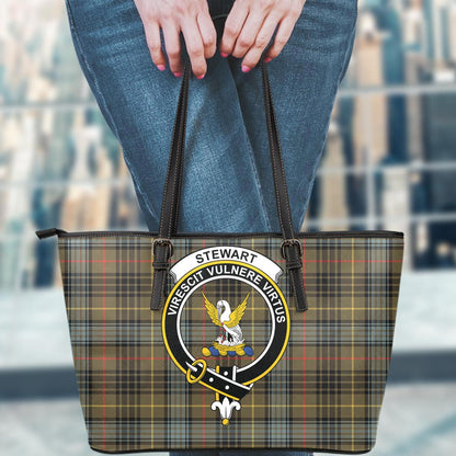 Stewart Hunting Weathered Tartan Crest Leather Tote