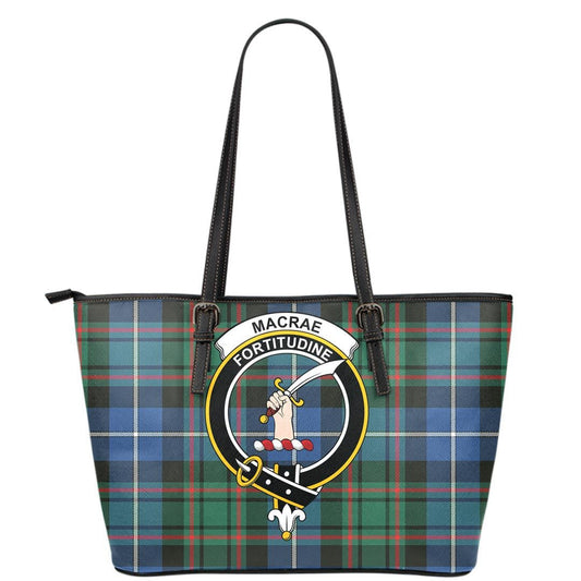 MacRae Hunting Ancient Tartan Crest Leather Tote