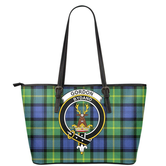 Gordon Old Ancient Tartan Crest Leather Tote