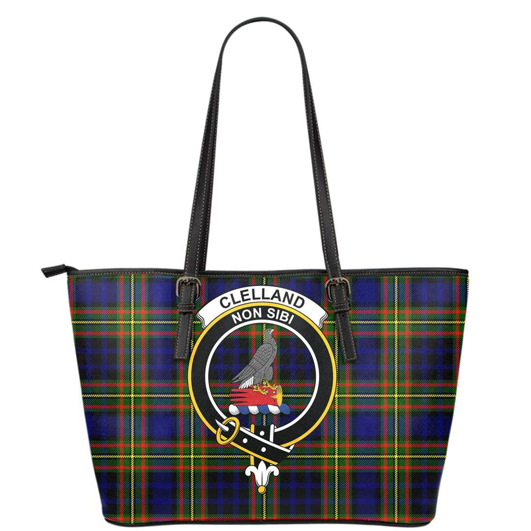 Clelland Modern Tartan Crest Leather Tote