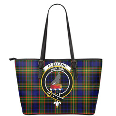 Clelland Modern Tartan Crest Leather Tote