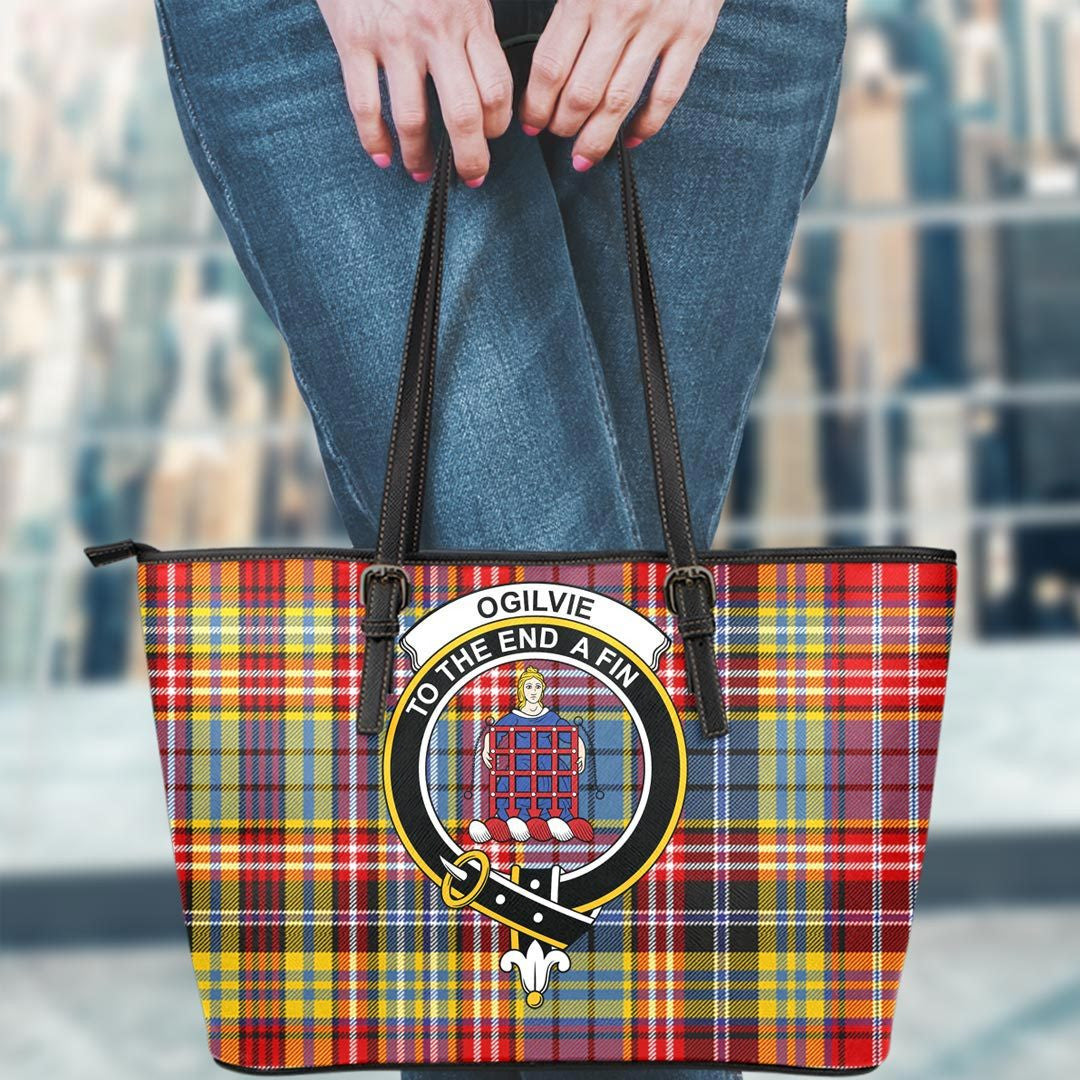Ogilvie Tartan Crest Leather Tote