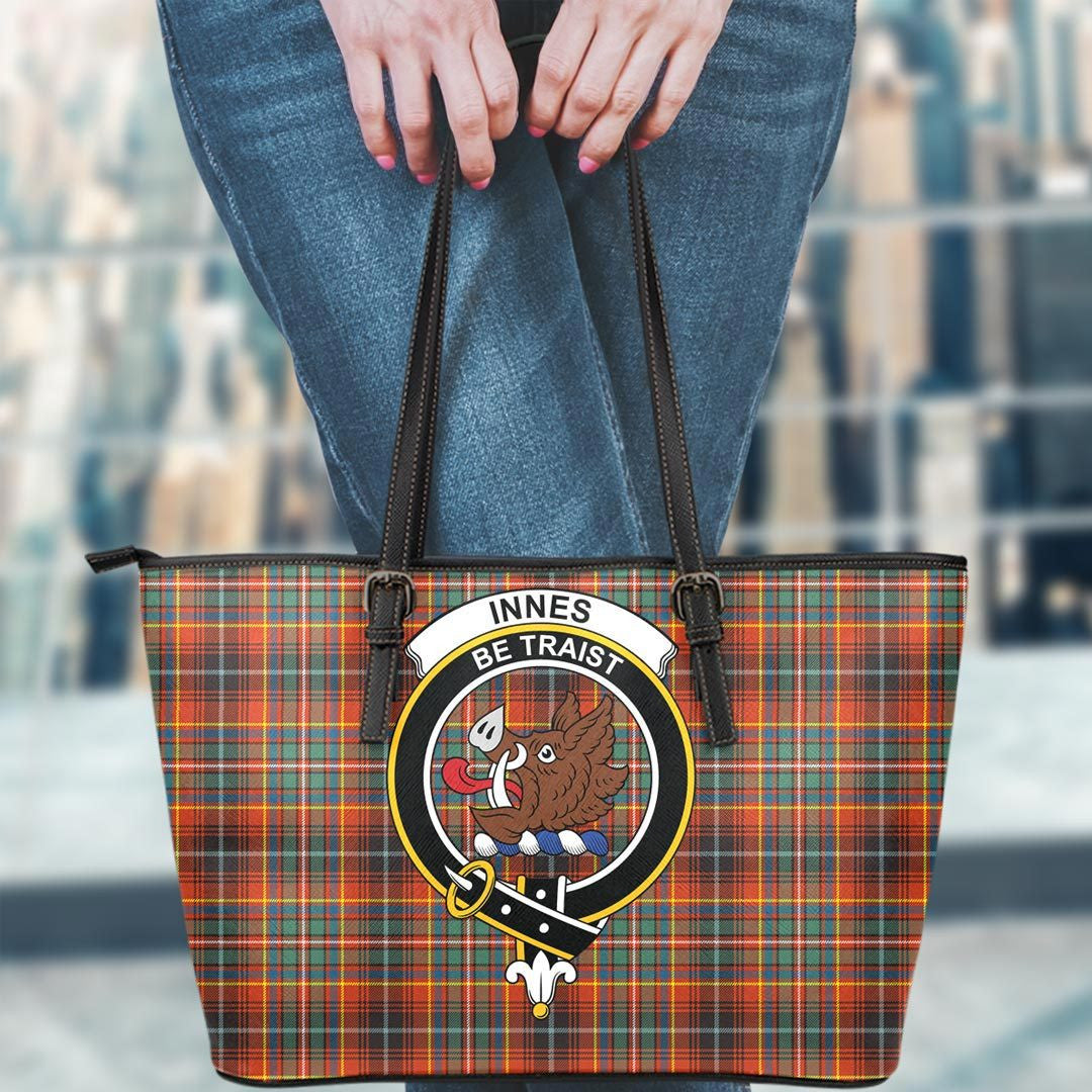 Innes Ancient Tartan Crest Leather Tote