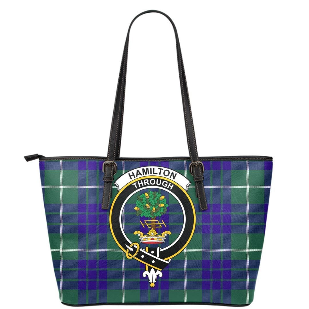 Hamilton Hunting Modern Tartan Crest Leather Tote