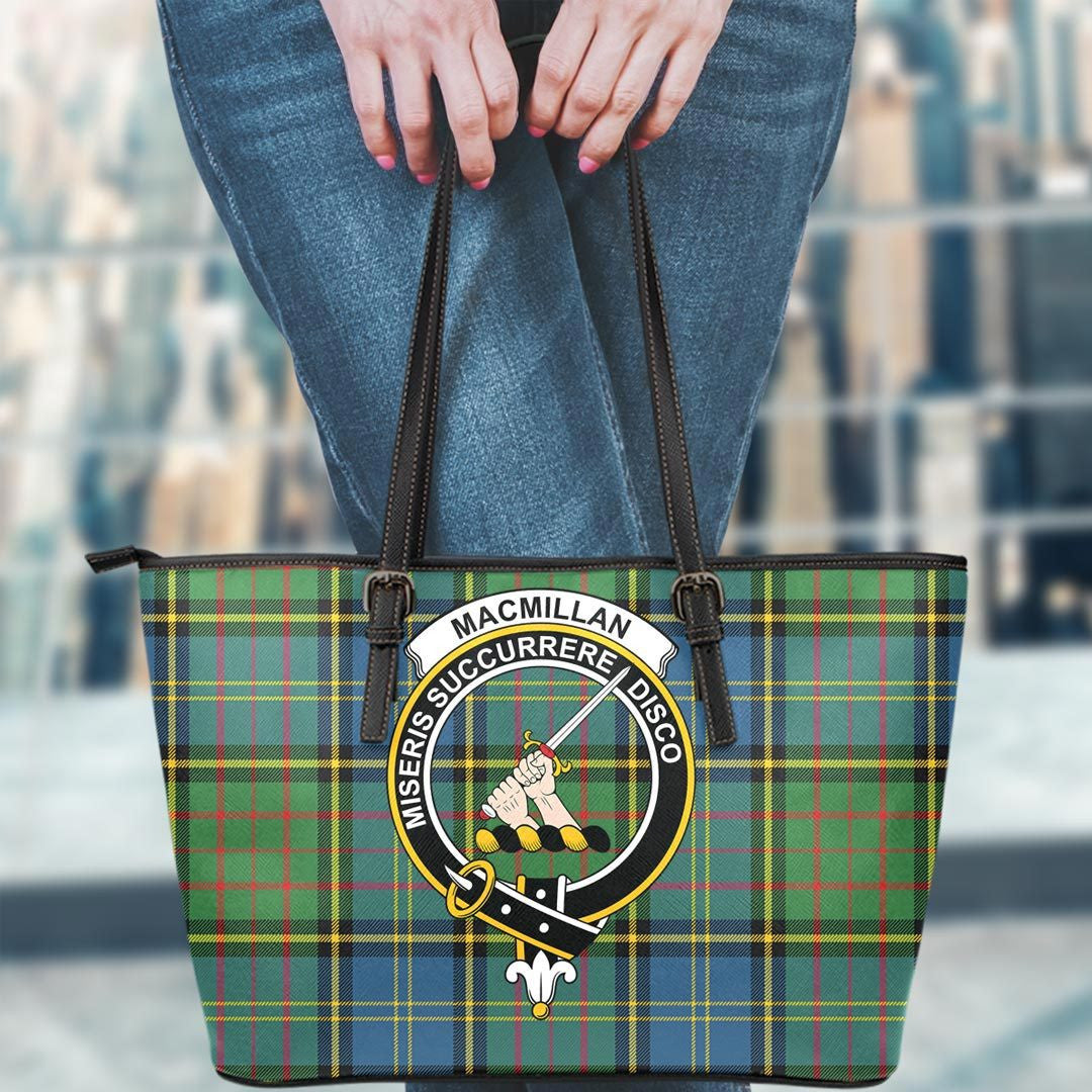 MacMillan Hunting Ancient Tartan Crest Leather Tote