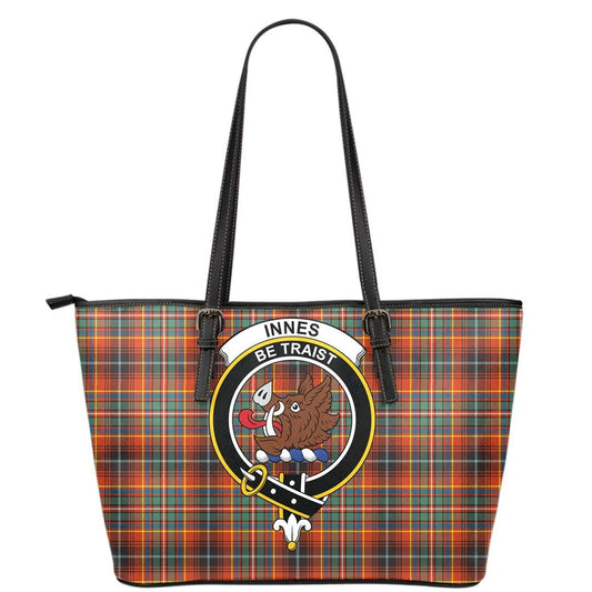 Innes Ancient Tartan Crest Leather Tote