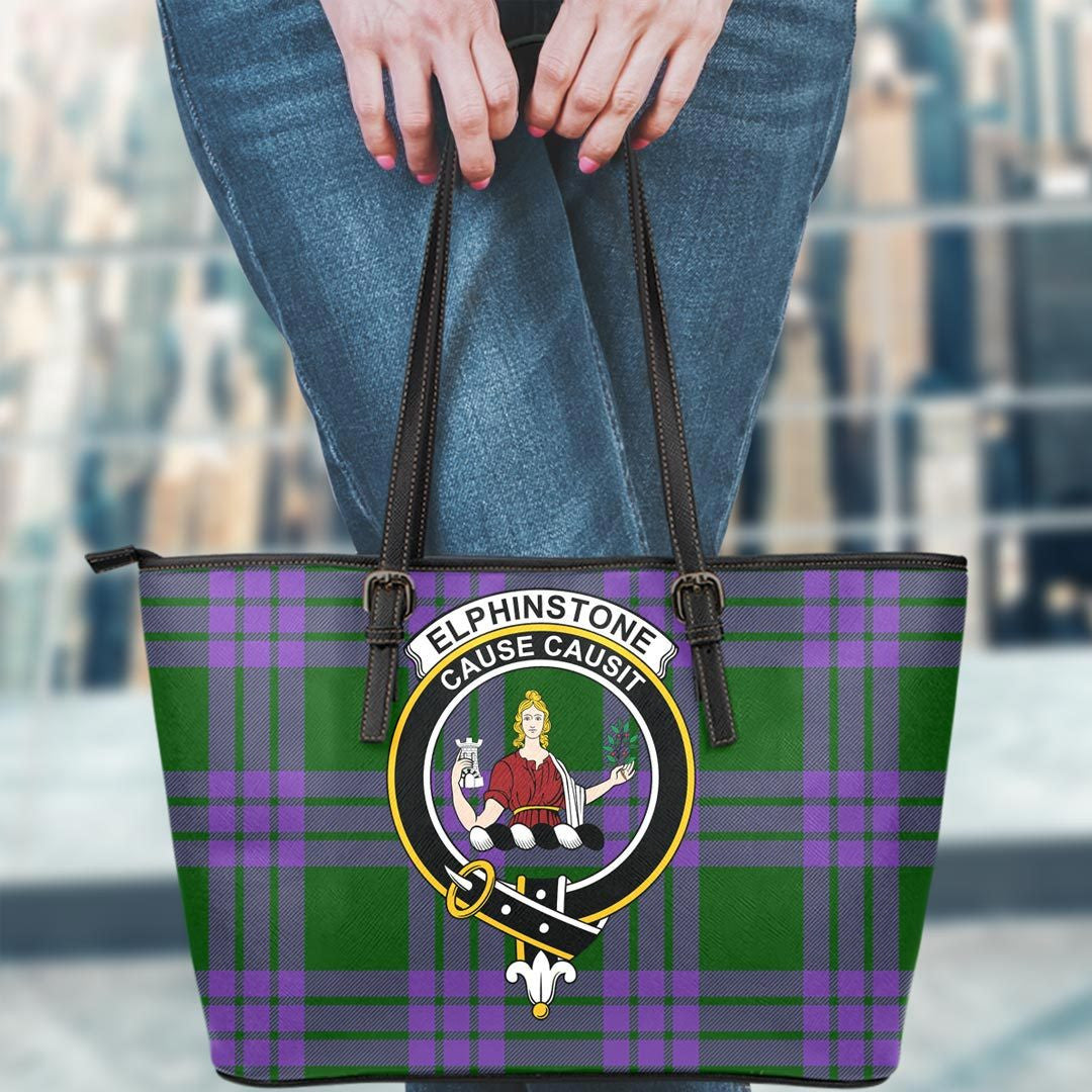 Elphinstone Tartan Crest Leather Tote