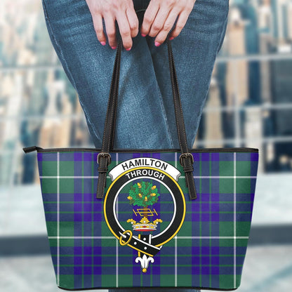 Hamilton Hunting Modern Tartan Crest Leather Tote