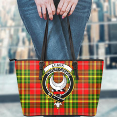 Leask Tartan Crest Leather Tote