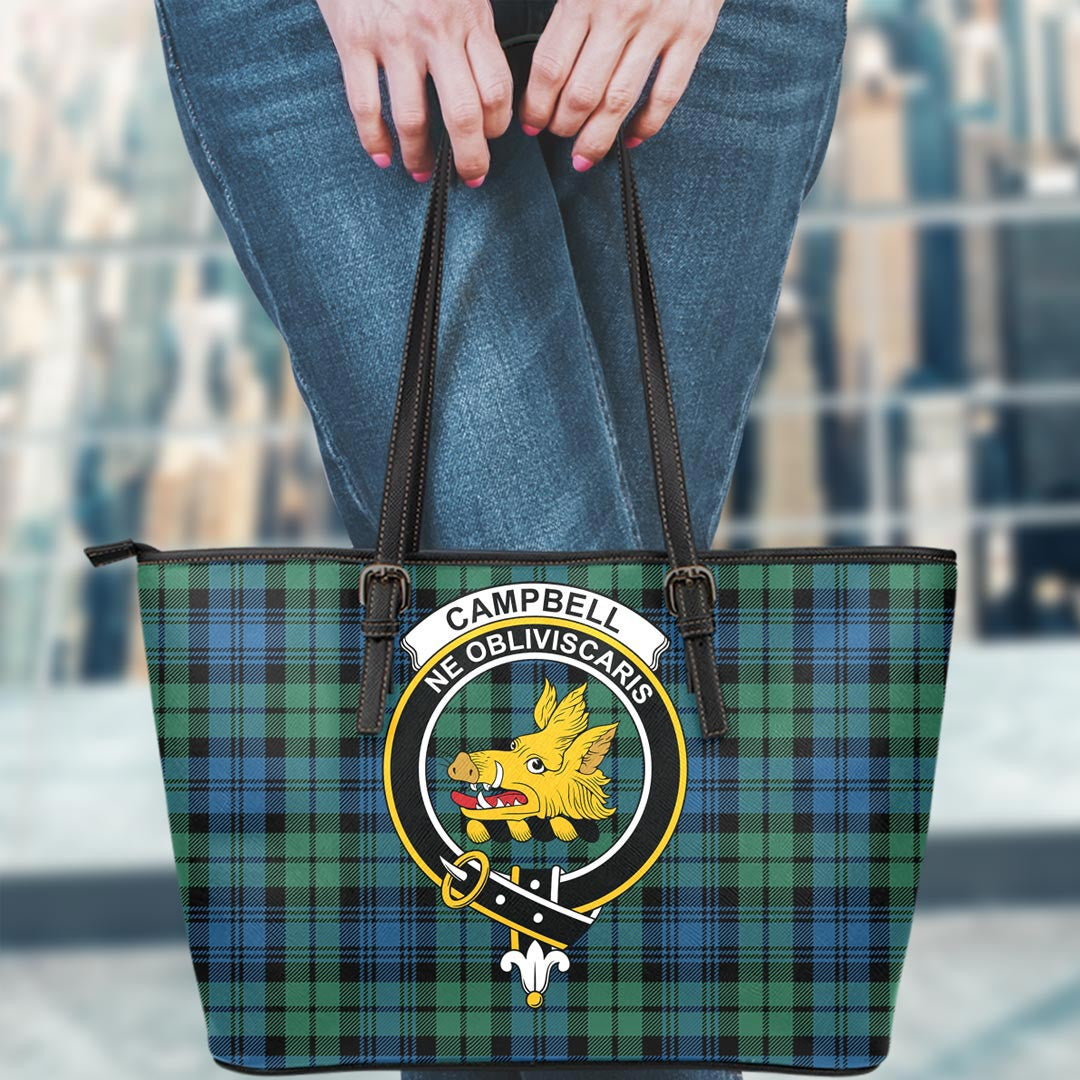 Campbell Ancient 02 Tartan Crest Leather Tote