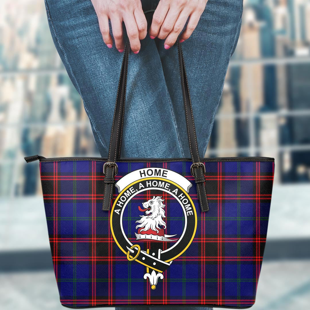 Home Modern Tartan Crest Leather Tote