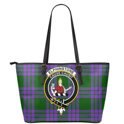 Elphinstone Tartan Crest Leather Tote