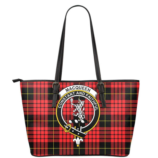 MacQueen Modern Tartan Crest Leather Tote